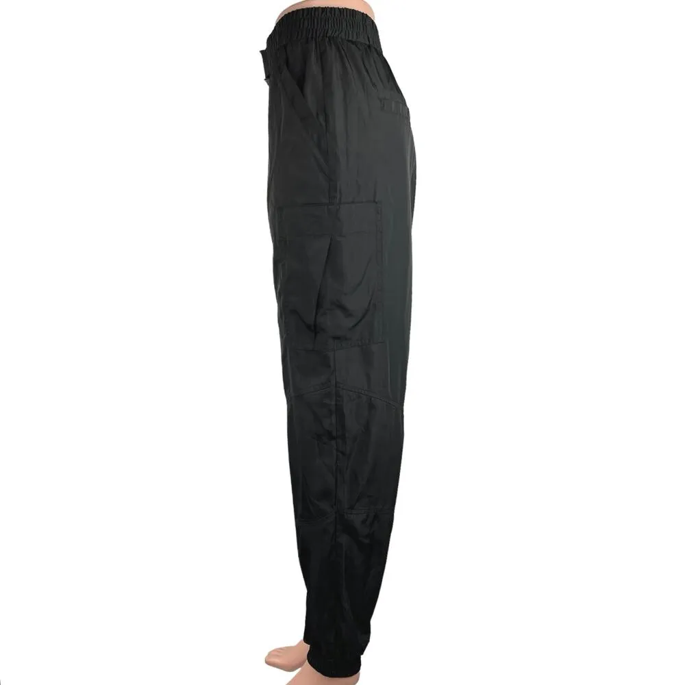 Zara Women's Black High Rise Cuff Hem Elastic Waist Tapered Cargo Pants Size S - Image 2