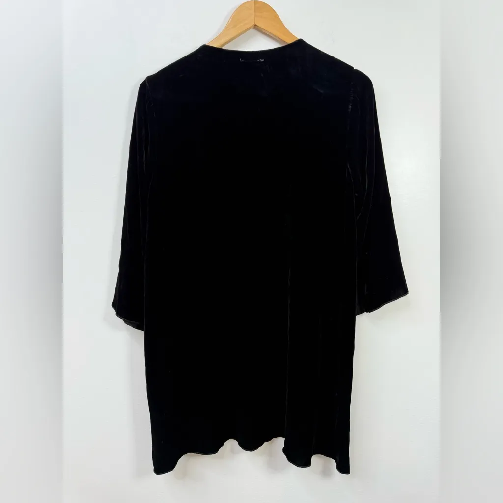 Johnny Was Black Velvet Top /Tunic  with Colorful Embroidery size S - Image 4