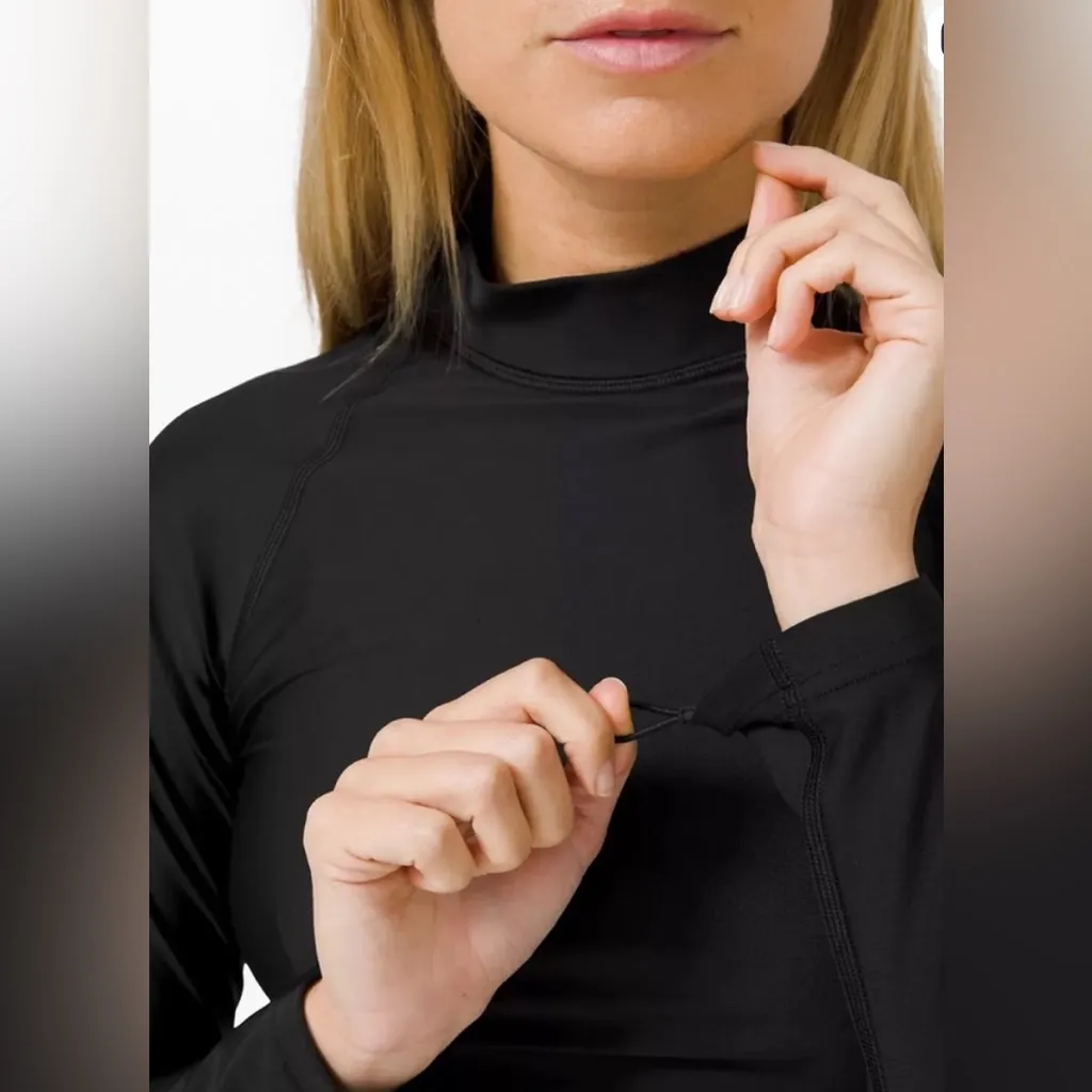 Lululemon waterside UVP long-sleeve rash guard top sz medium black swim surf - Image 3