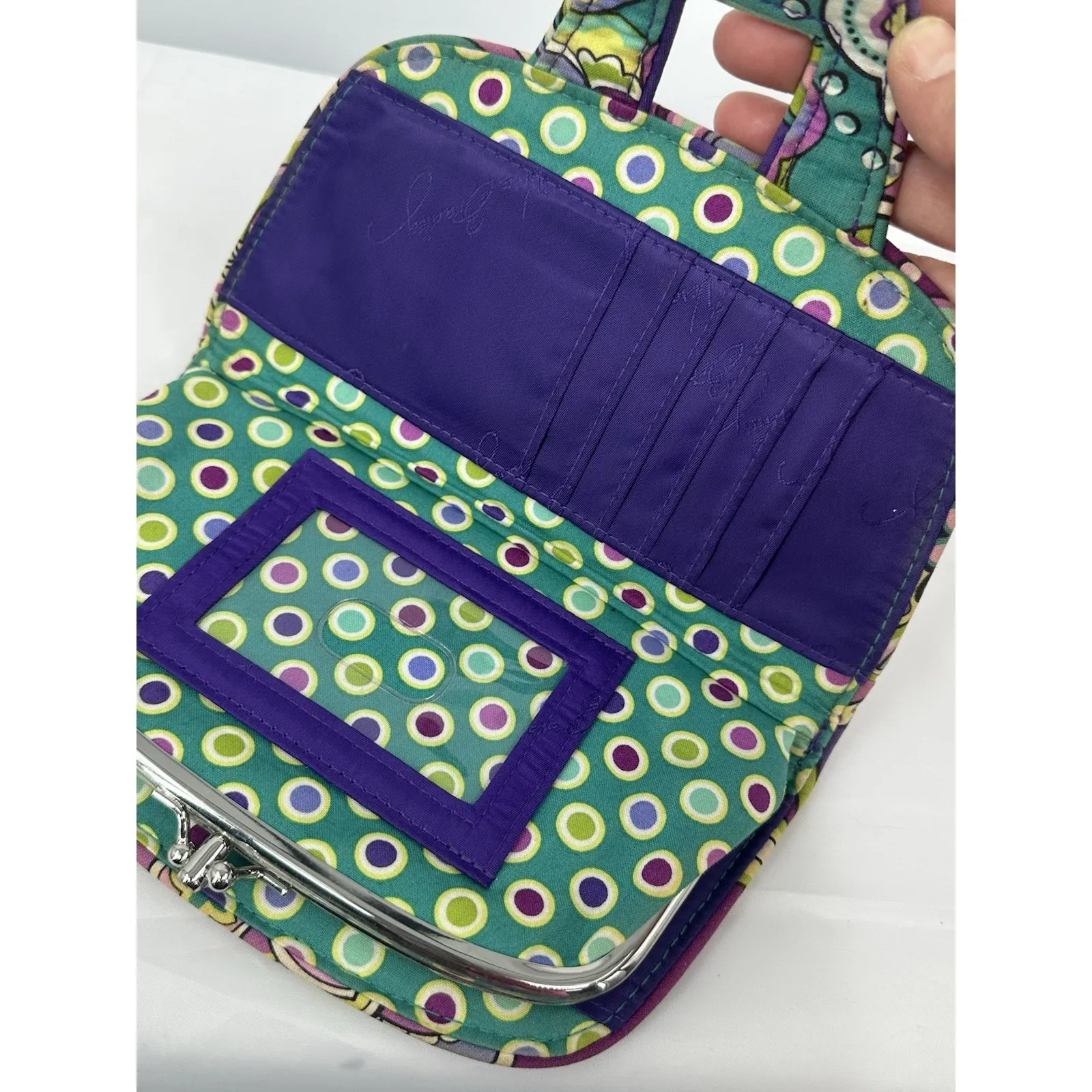 Vera Bradley Purple Paisley Heather Kiss‎ n Snap Wallet Retired - Image 4