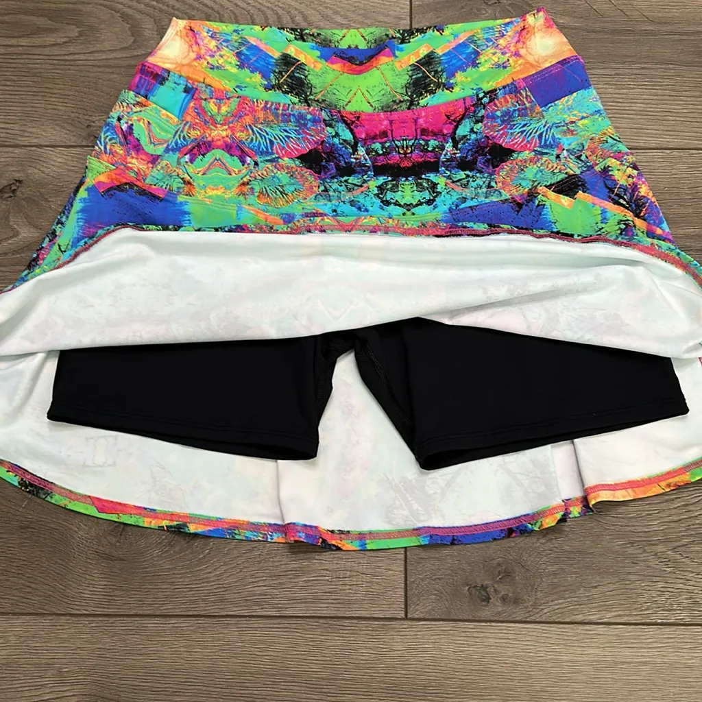 Dona Jo 17" Multicolor‎ High Rise Tennis Golf Skirt Skort Size Large Blue - Image 6