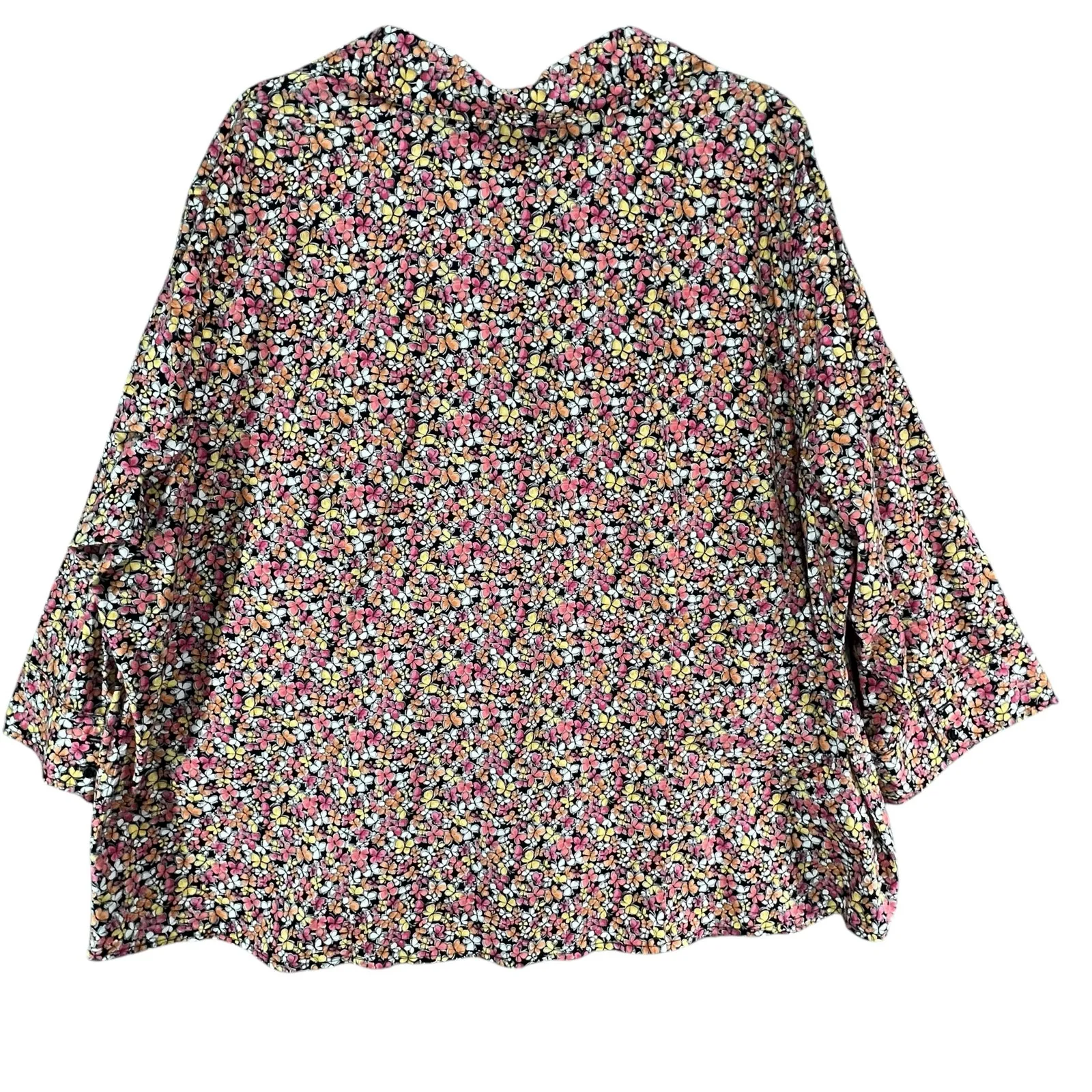 Talbots Shirt Womens 3XL Multi Butterflies Button Stretch 3/4 Sleeve Top Blouse - Image 5