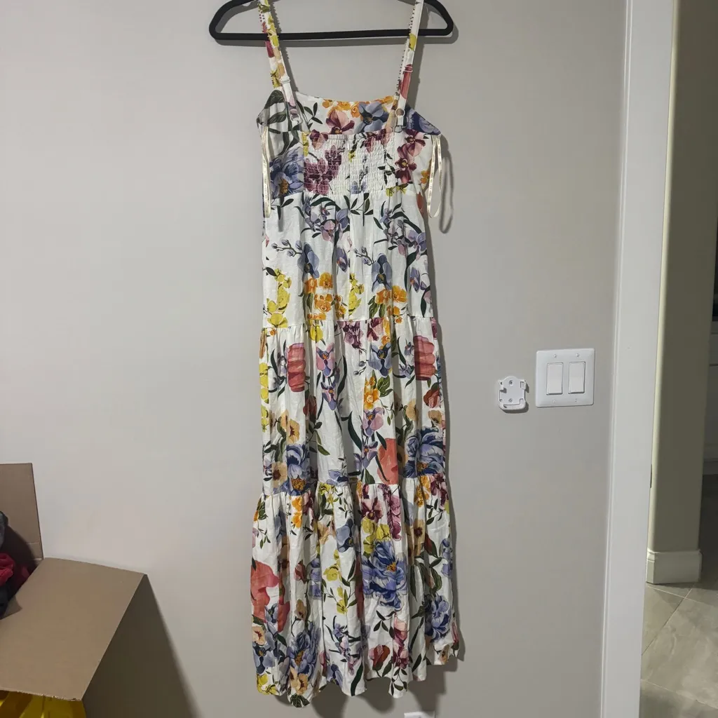 Farm Rio Off-White Greek Garden Tiered Maxi Dress Size Small - Image 9