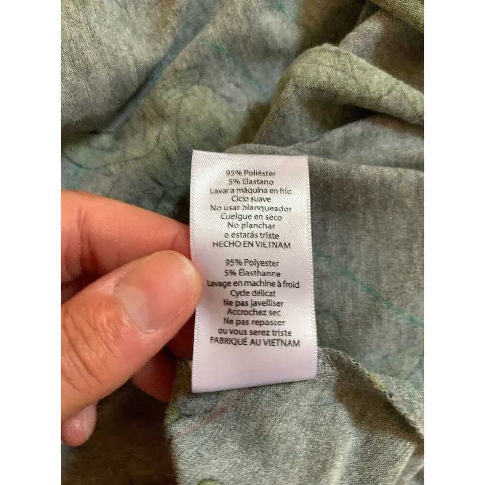 Lularoe Carly Kermit The Frog Size XS T Shirt Dress Short Sleeve Gray Hi Low - Image 8