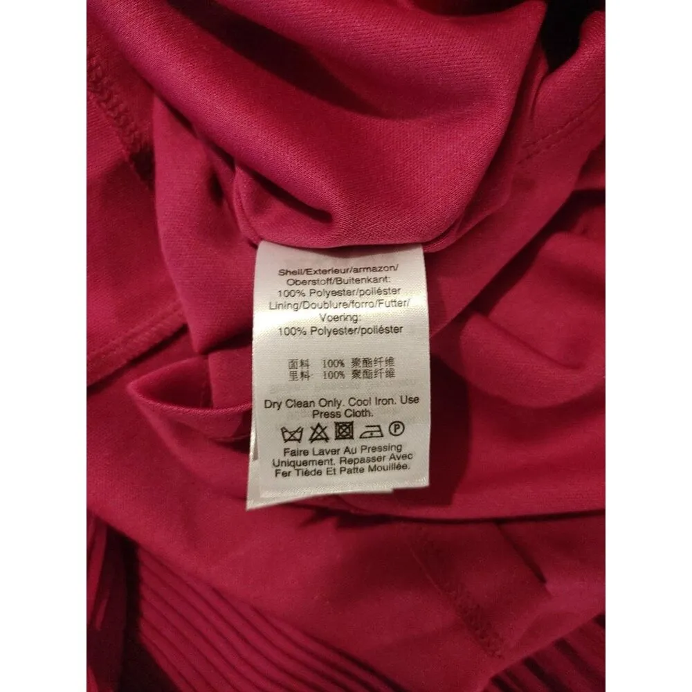 DKNY Solid Fuchsia Size 10 Tie Neck Pleated Dress - Image 6