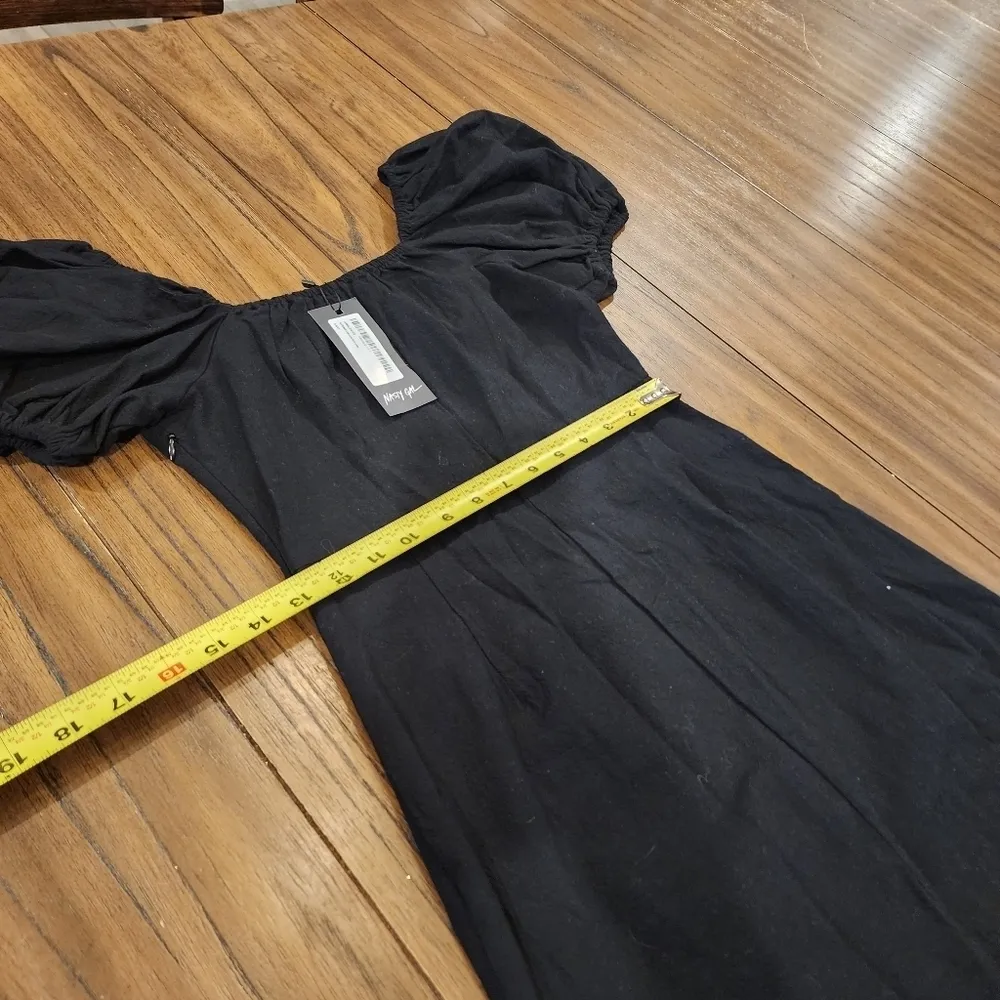 Nasty Gal Cute Sexy Black Puff Sleeve linen look Mini Dress size 2 nwt - Image 8