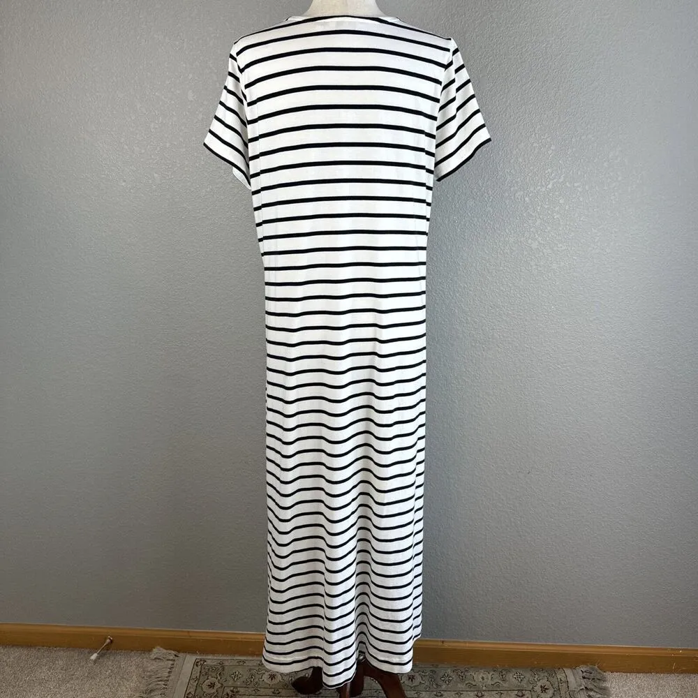 Vineyard Vines Zen Tee Shirt Maxi Dress Size L Nautical Stripe Cotton Modal Knit - Image 5