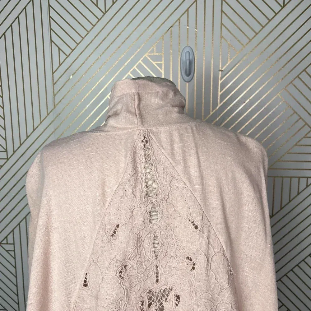 Free People Cool Nights Crochet Cardigan Conch Pink‎ Size Small - Image 9