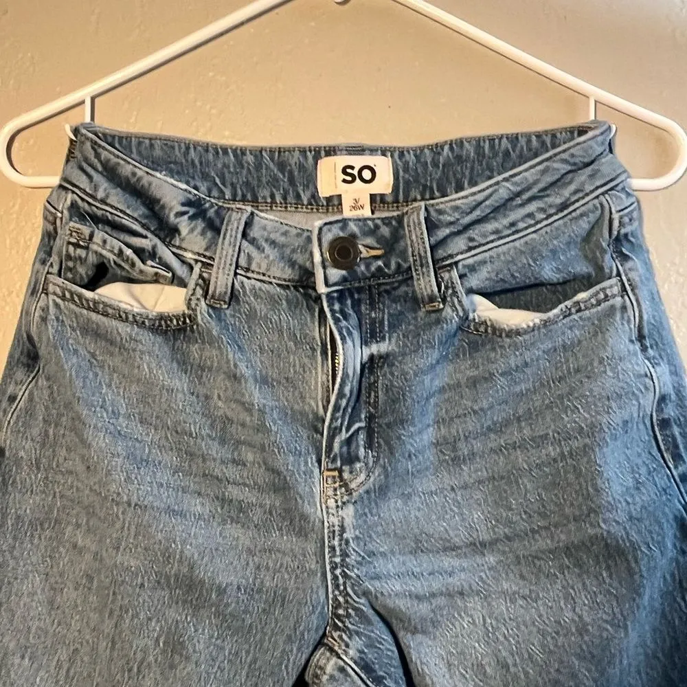 SO Blue Straight Leg Jeans Classic Style SZ 3/26 Low Rise Stretch Denim Pants - Image 2