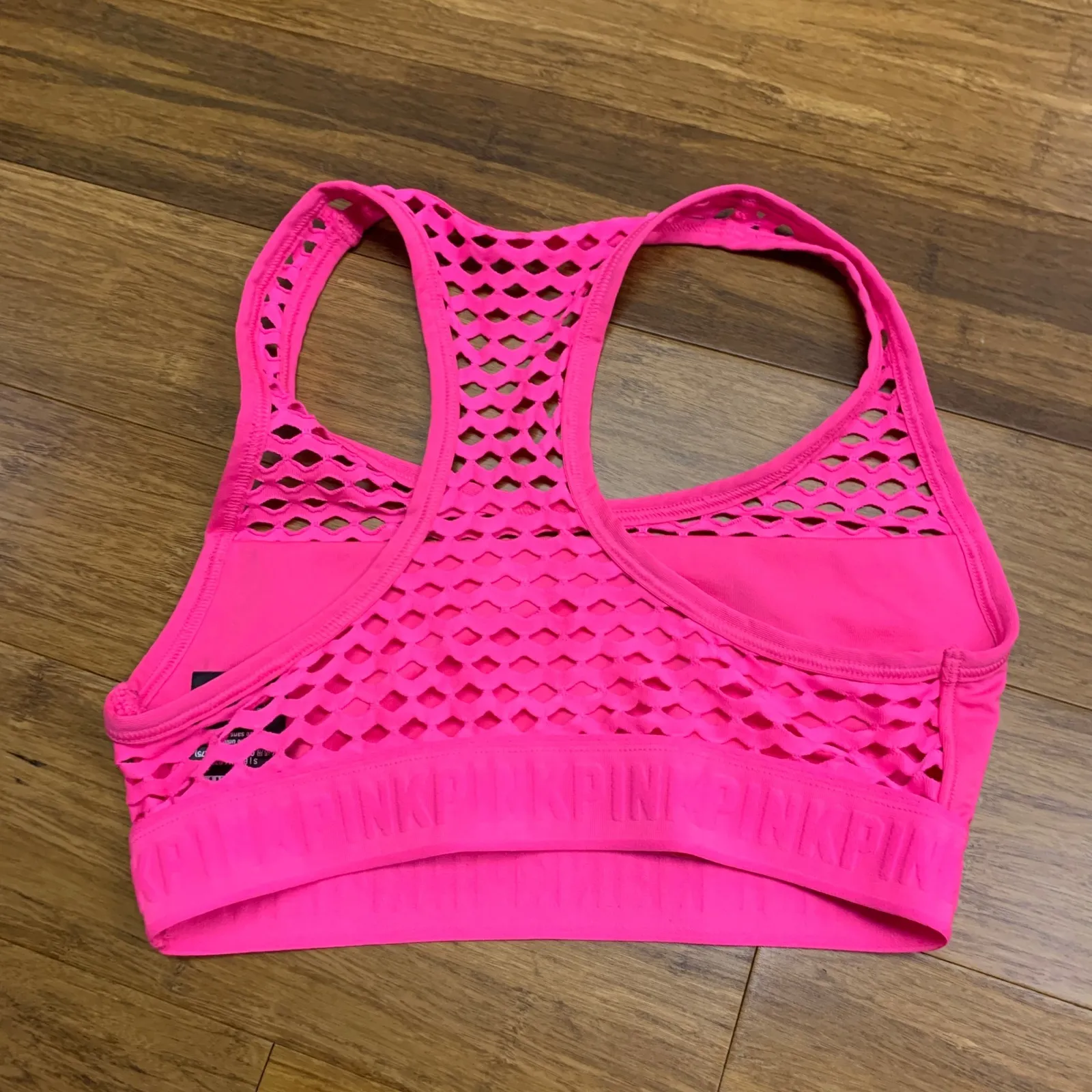 PINK Victoria's Secret Ultimate Racerback Sports Bra Mesh Neon Pink Size Small - Image 2