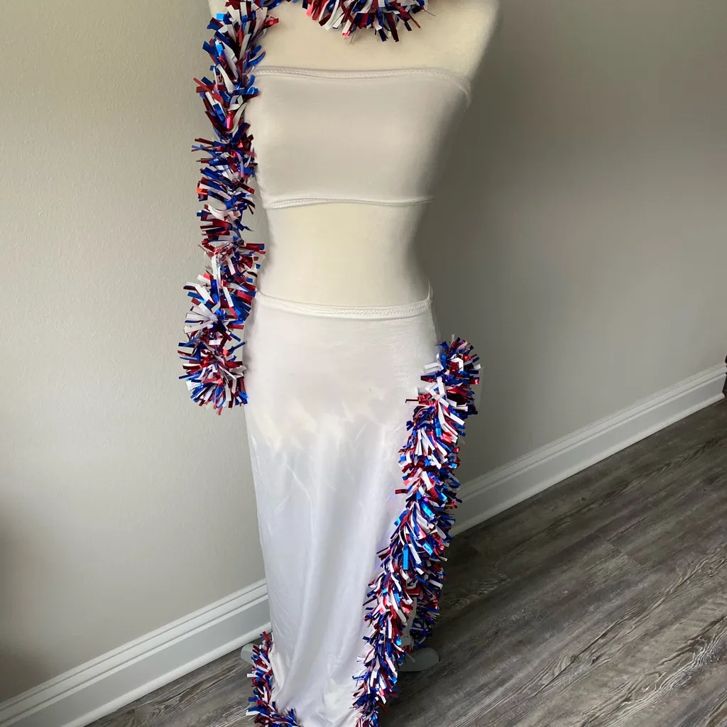 4pc Patriotic Skirt Tube top Bikini Bottoms Medium Red Size undefined - Image 8