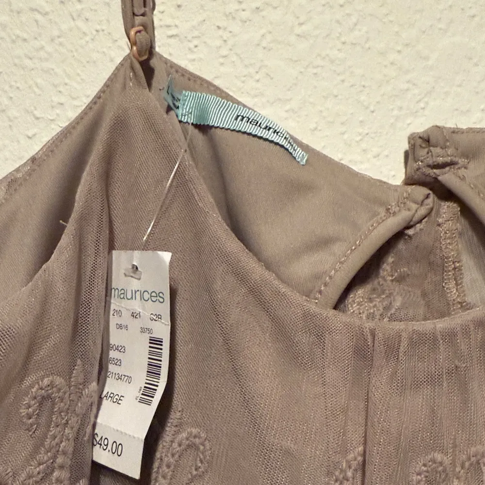 NWT Maurice’s Chiffon Midi Maxi Dress Lace Overlay Size L Mauve Boho Purple NEW - Image 4