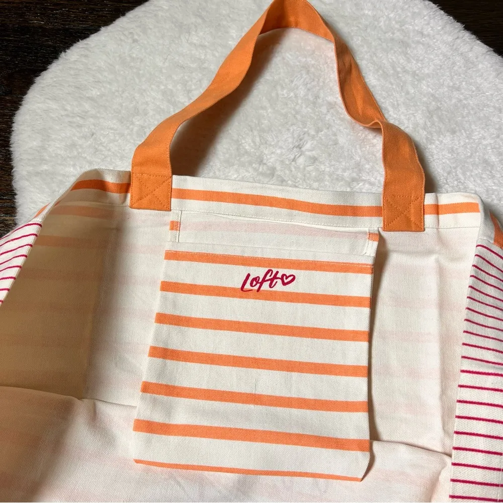 NWT LOFT Large “Weekend Vibes” Striped Tote Bag - Image 6