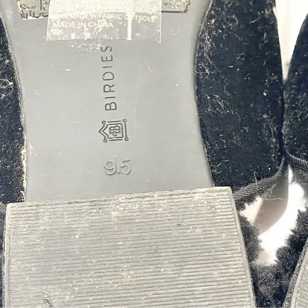 Birdies Phoebe Black‎ Velvet Faux Fur Mule Slide Slip On Size 9.5 - Image 6