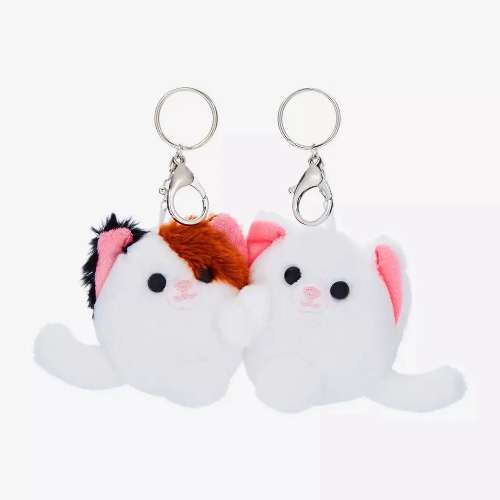 Cute Cat Keychain Set White - Image 2