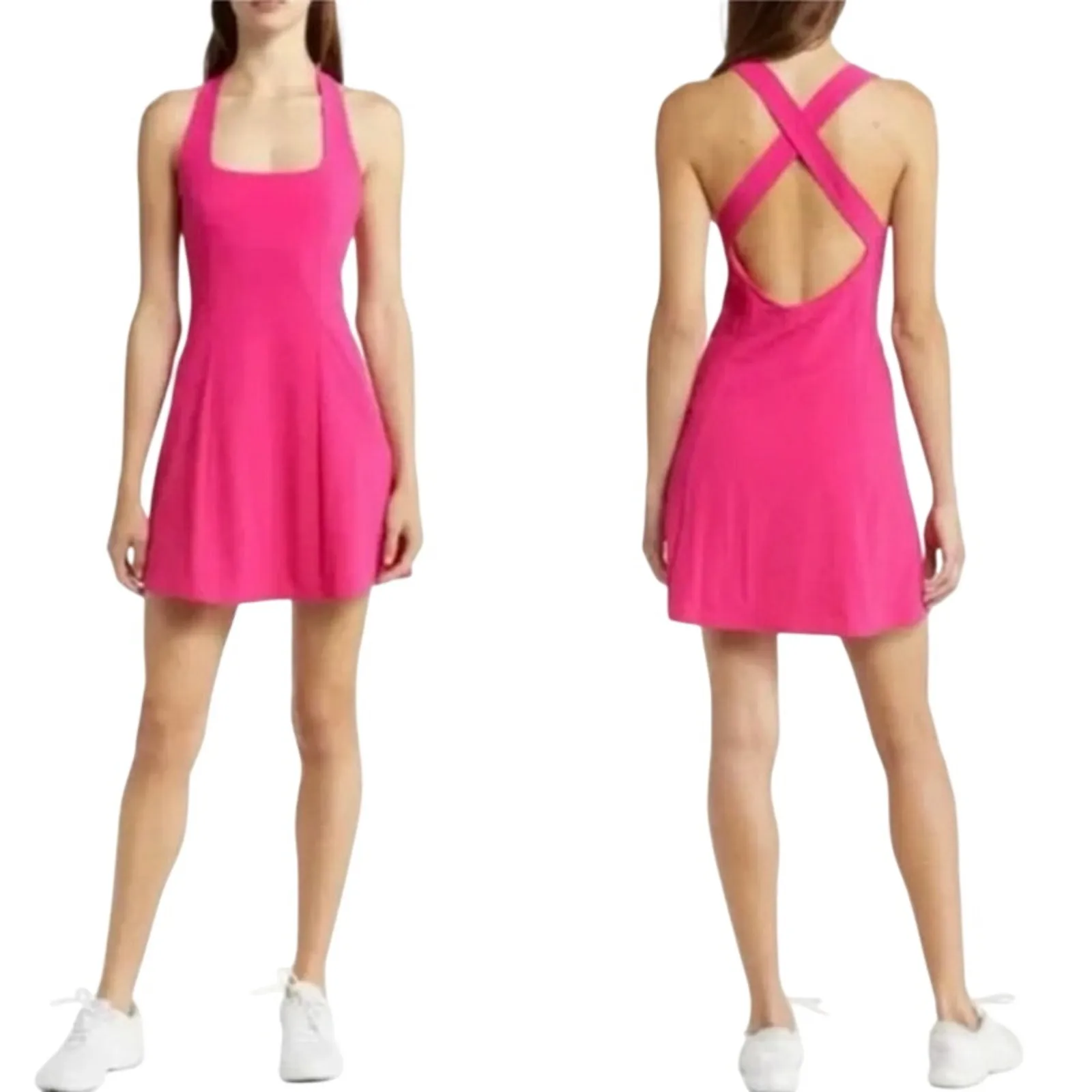 Outdoor Voices Cross Back Dress Built in Shorts Pitaya Pink Size Small nwot - Image 2