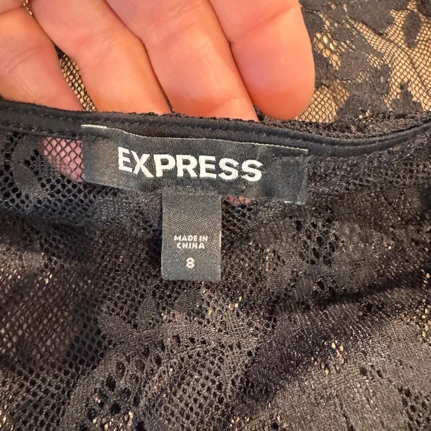 Express Whimsigoth Vamp Steampunk Lace Dress Black Floral‎ Party Cocktail Size 8 - Image 9