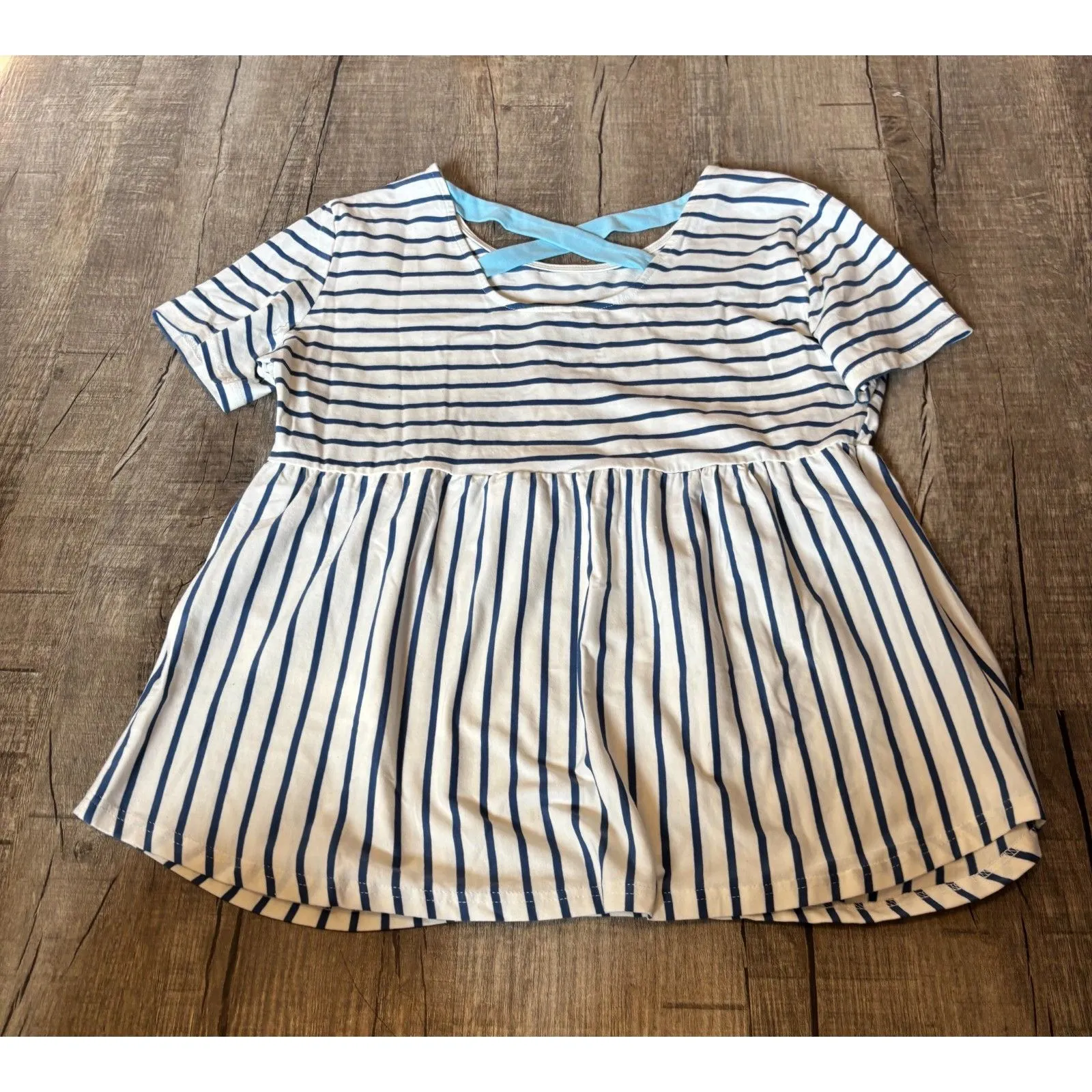 NWT PetalLush Women’s Striped Dress XL Blue White Short Sleeve Casual - Image 3