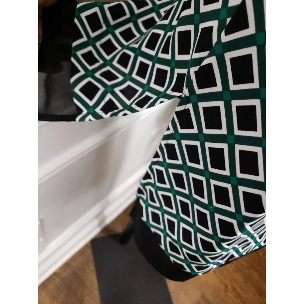 White House Black Market Tank Top Women XSP Green Black Geometric Print - Image 8