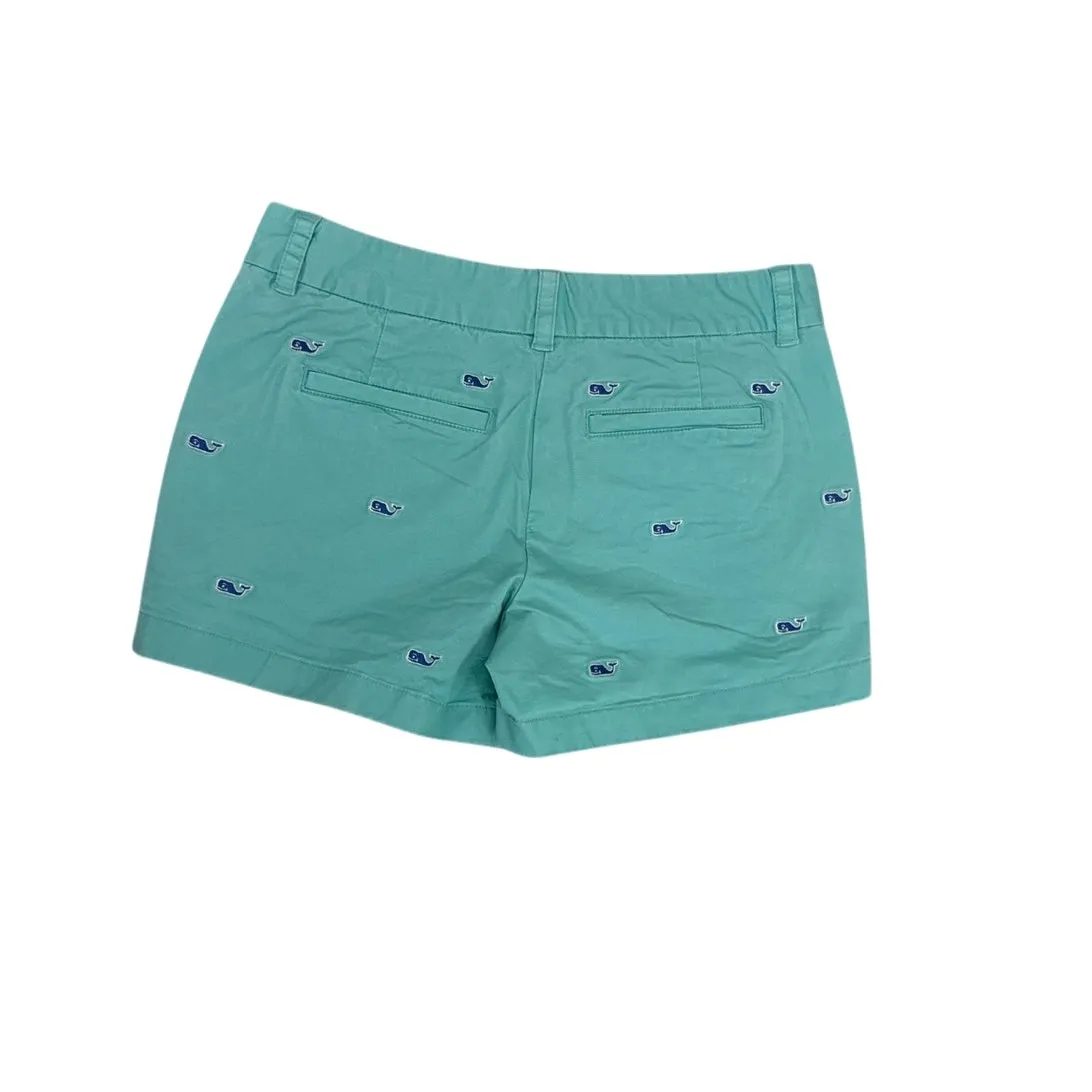 Vineyard Vines Dayboat Preppy Whale Embroidered Teal Classic Shorts Size 00 - Image 2