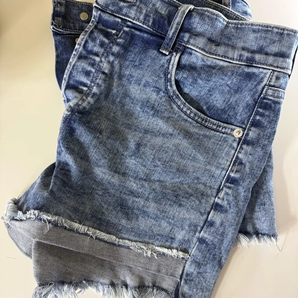 Express Blue High Waist Denim Shorts - Image 6
