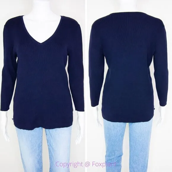 Vintage Lauren Ralph Lauren navy blue V - Image 2