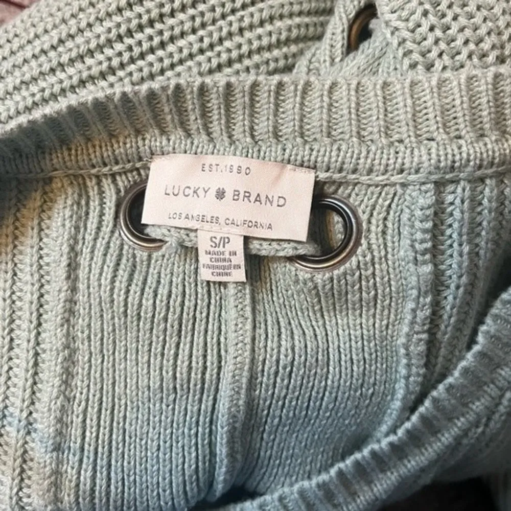 Mint Green Chunky Knit Lace Up Sweater Size S - Image 3