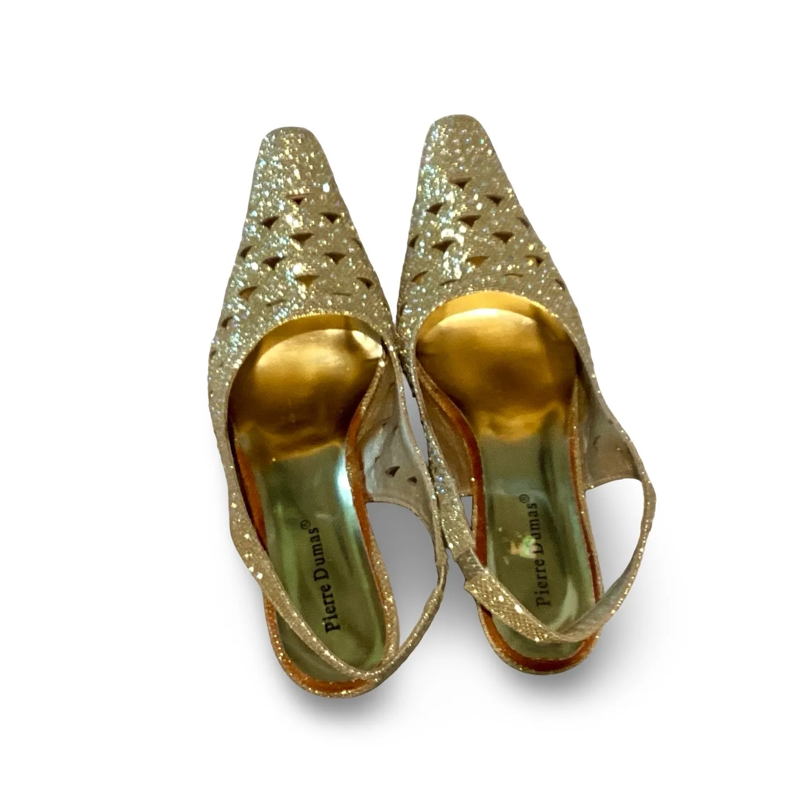 Pierre Dumas Renetti Gold Glitter Strap Heels - Image 6