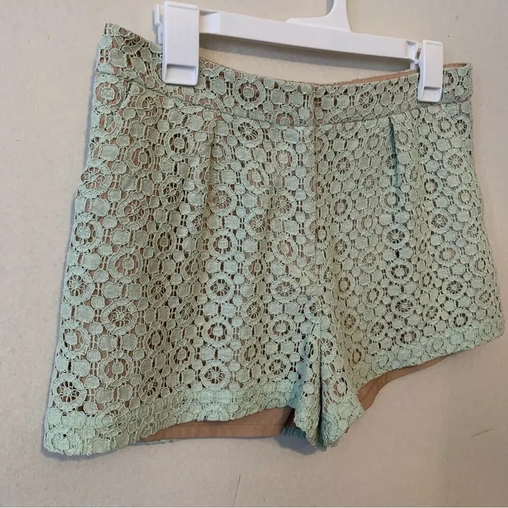 Victoria Beckham For Target Mint Green Lace Overlay Pleated Preppy Shorts - Image 2