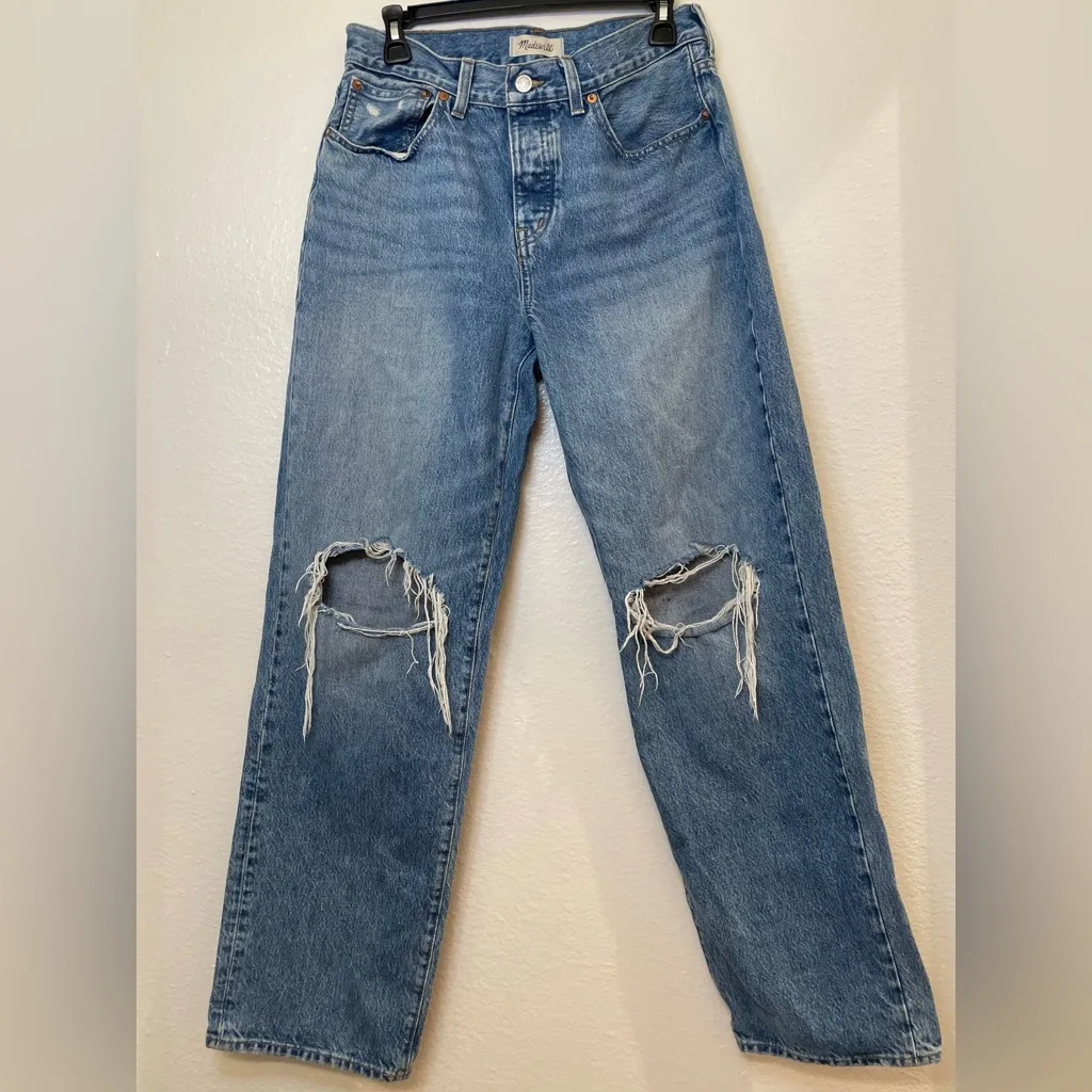 Madewell The Dadjean in Brockport Wash Ripped Edition Straight Leg Jeans Size 27 - Image 3