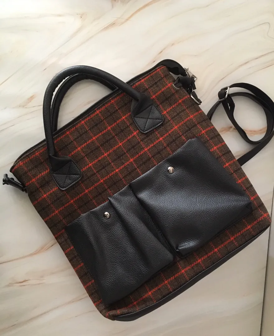 Plaid Shoulder Bag Black - Image 3