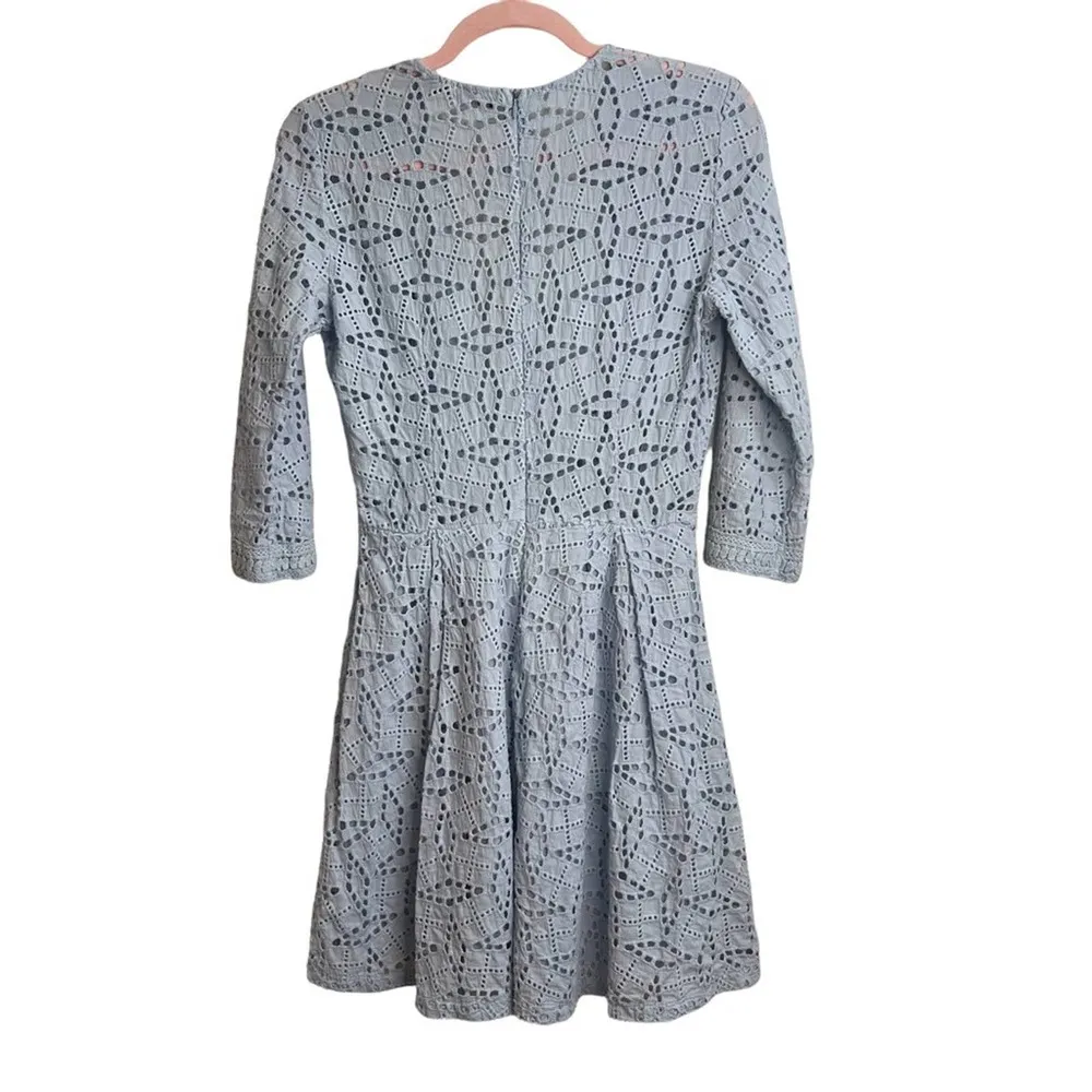 Karen Millen Baby Blue Cutwork Embroidered Dress Sz 4 - Image 2