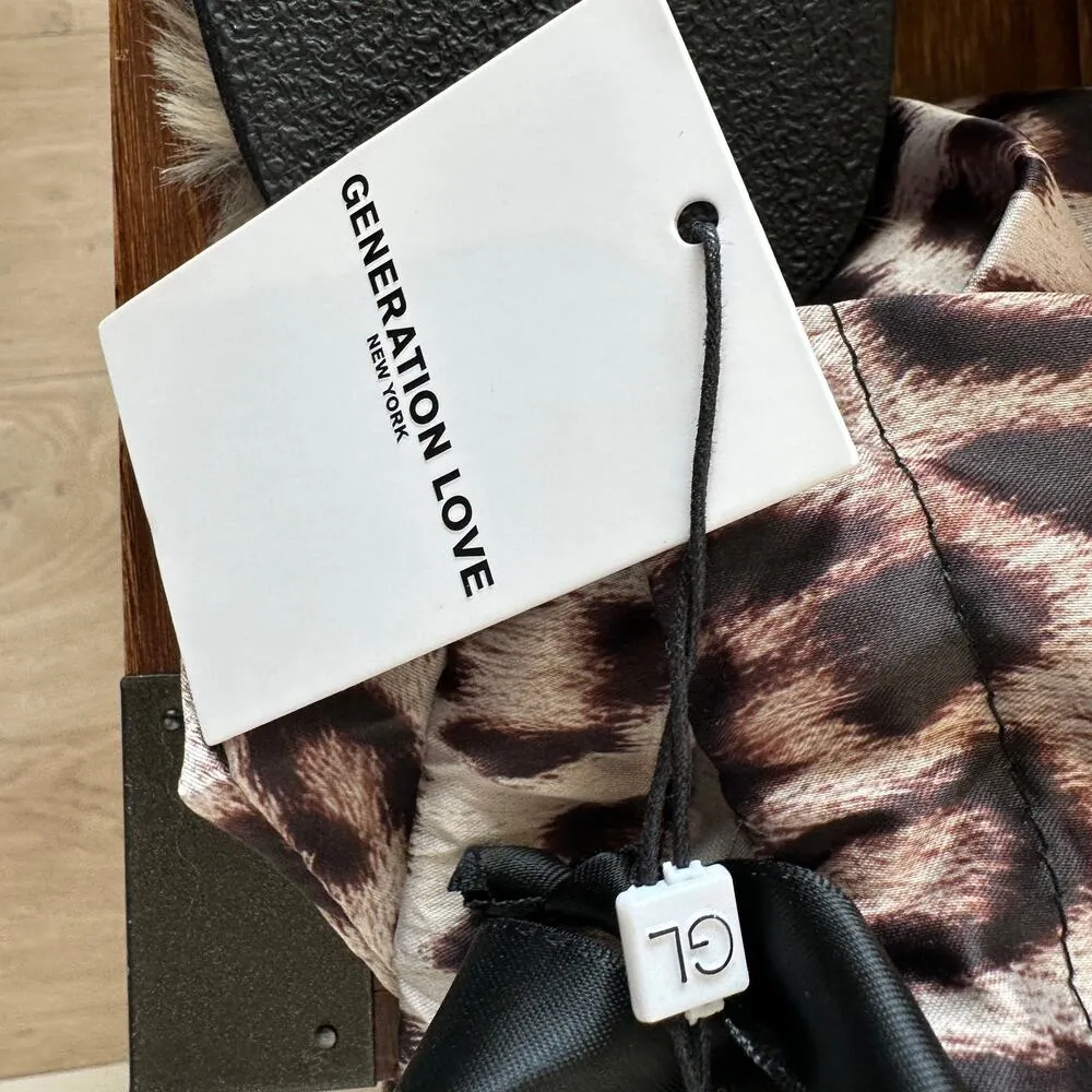 Generation Love Leopard Slippers MEDIUM Slides Open Toe Faux Fur Comfort $85 NEW - Image 6