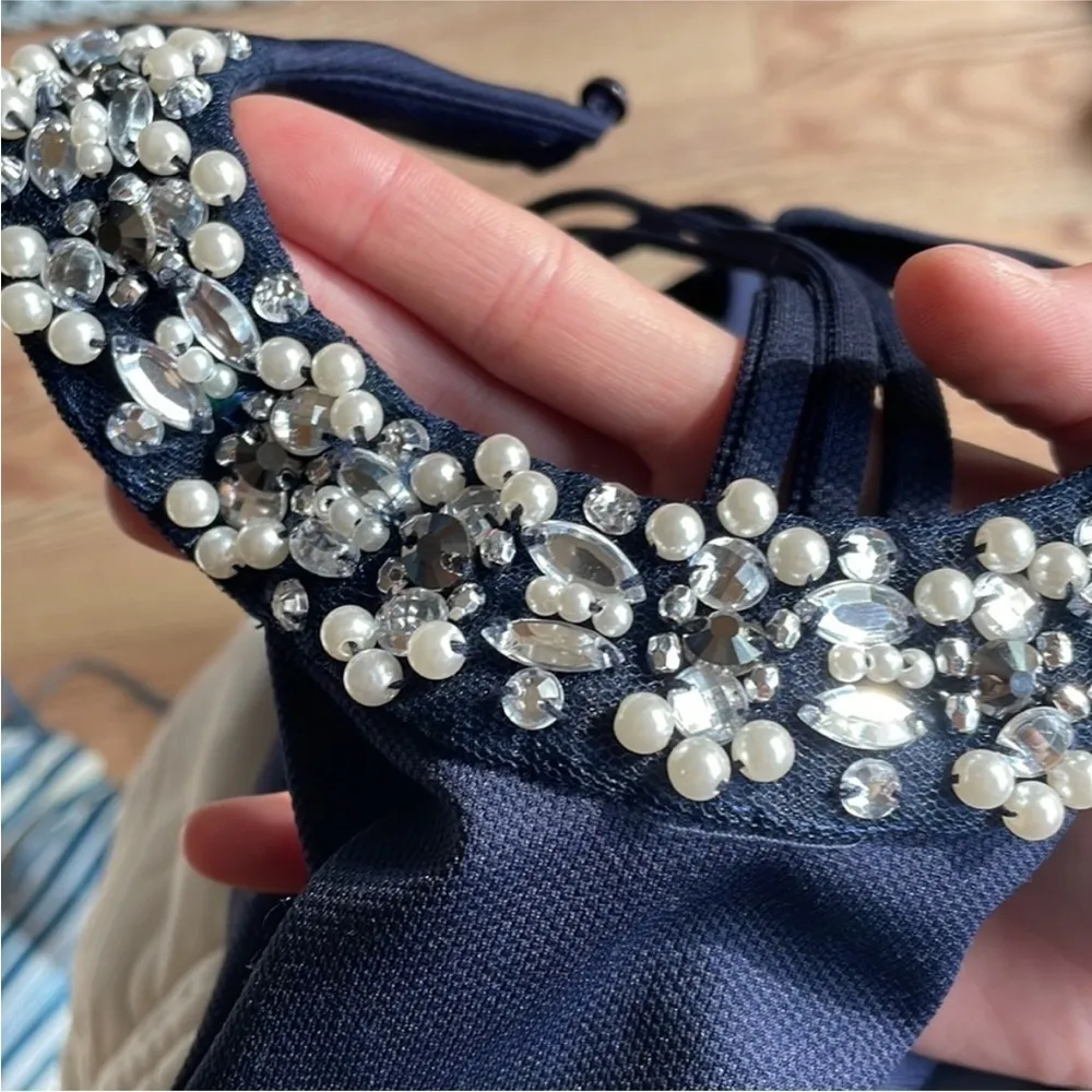 Speechless Navy Blue Formal Mini Dress Rhinestone Neckpiece - Image 11