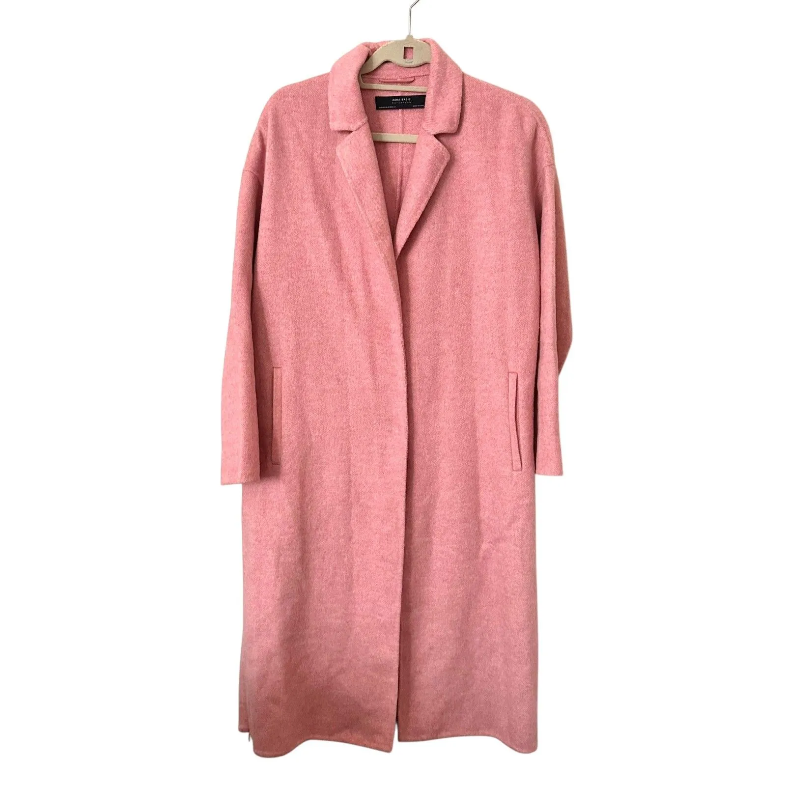 ZARA Wool Long Overcoat Side‎ Zippers Pink X-Small - Image 3