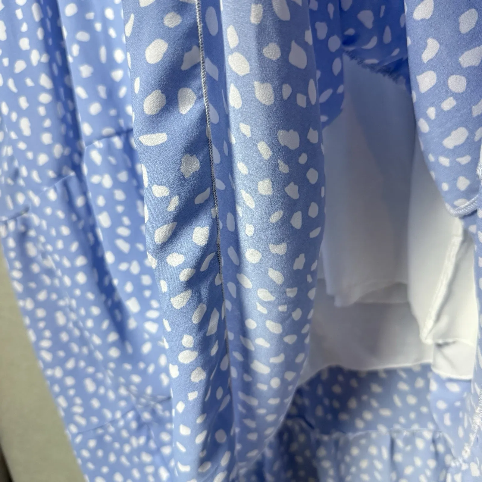 Simply Southern Blue Polka Dot V-neck Midi Dress Women’s Size L - Image 6