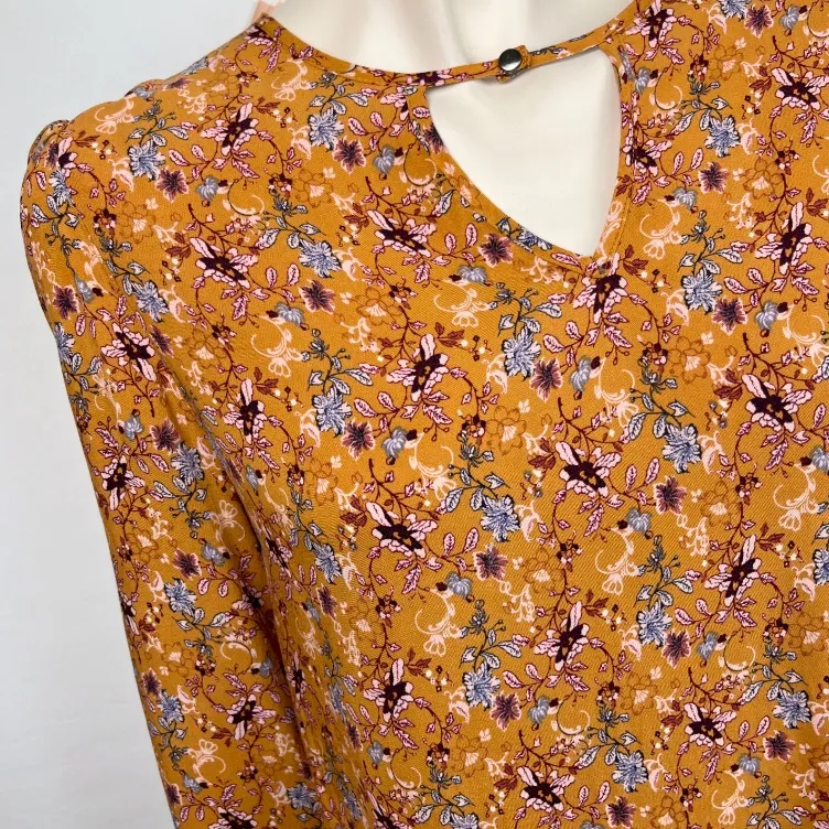 Xhilaration Mustard and Navy‎ Fringe Hem Bohemian Paisley Print Dress - Image 5