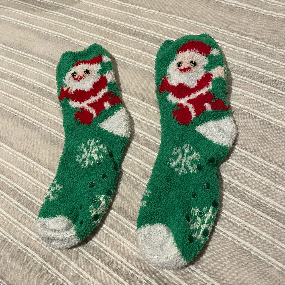 Unbranded Santa Claus Snowflake Stretchy Fuzzy Christmas Socks - Image 4