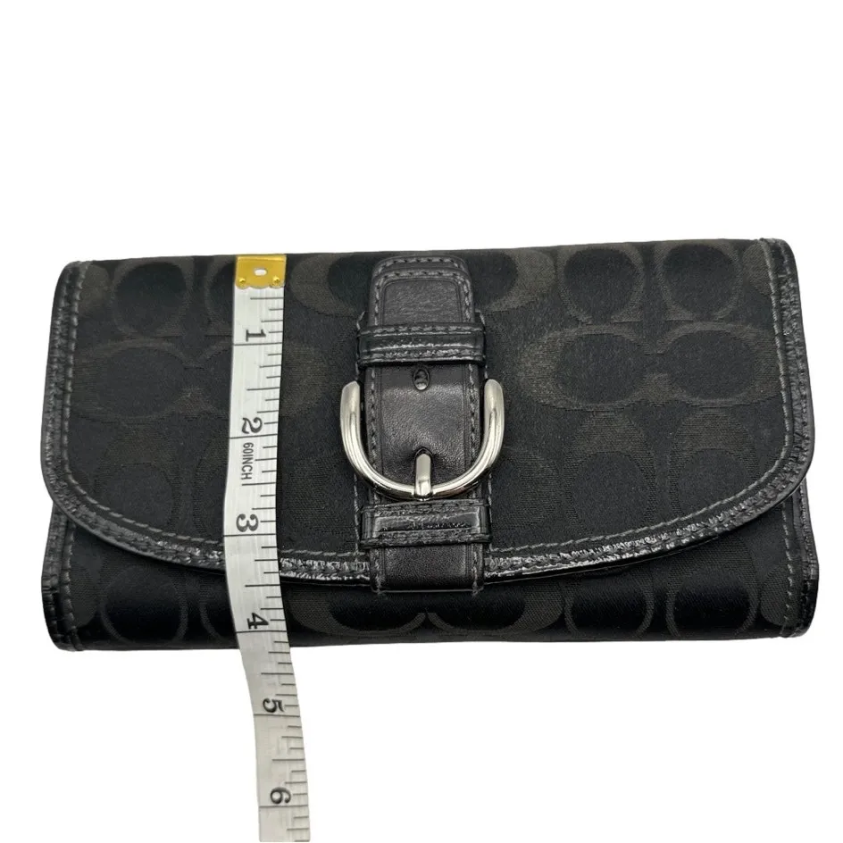 y2k COACH Buckle Black Signature Canvas Wallet - Image 7