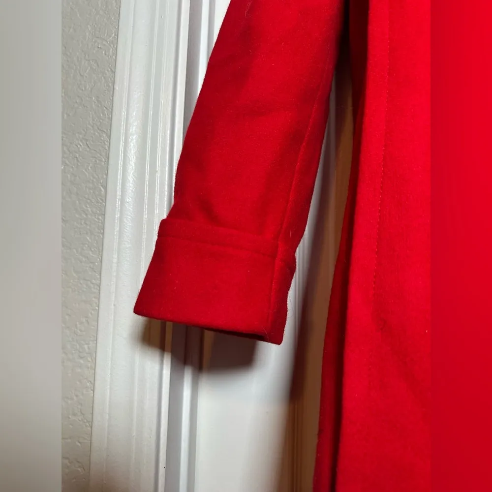 Vintage Wool Jofeld Women’s Red Double Breasted Coat Long Classic Trench Jacket Size L - Image 5