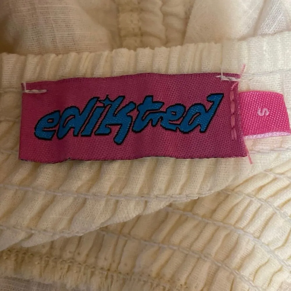 Edikted Cream Strapless Bandeau Tube Sleeveless Split Lace Up Blouse Top Size S - Image 3