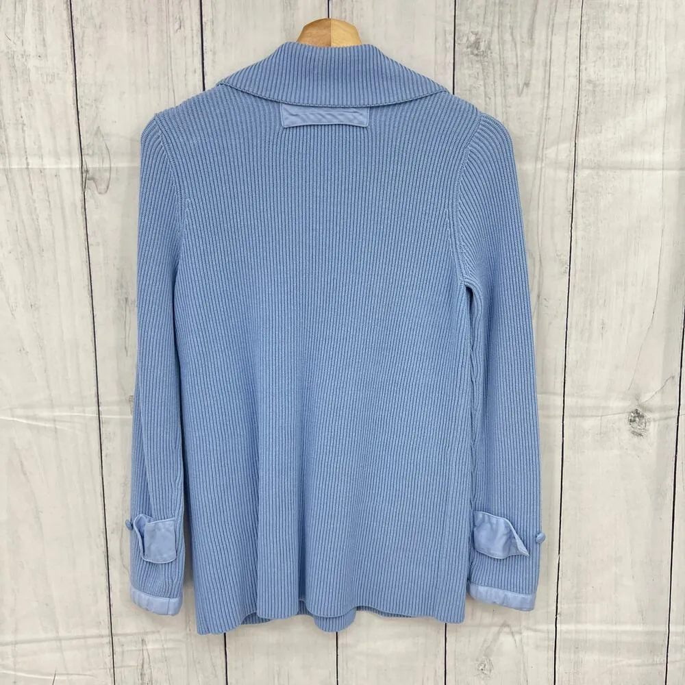 VINTAGE Bloomingdales 90's SMALL Pastel Blue Knit Cardigan Sweater Women's - Image 4