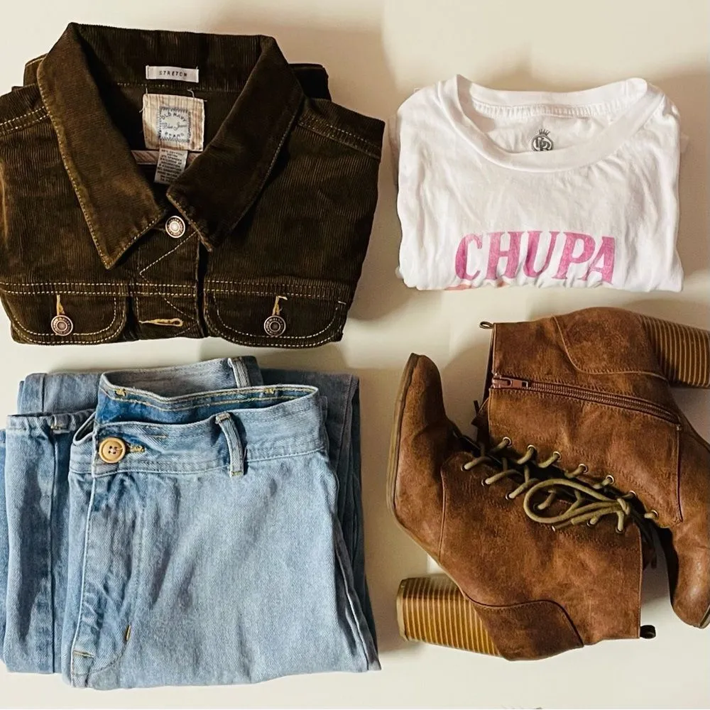 Vintage Y2K Old Navy Stretch Dark Brown Corduroy Cropped Jacket Size M EUC - Image 2