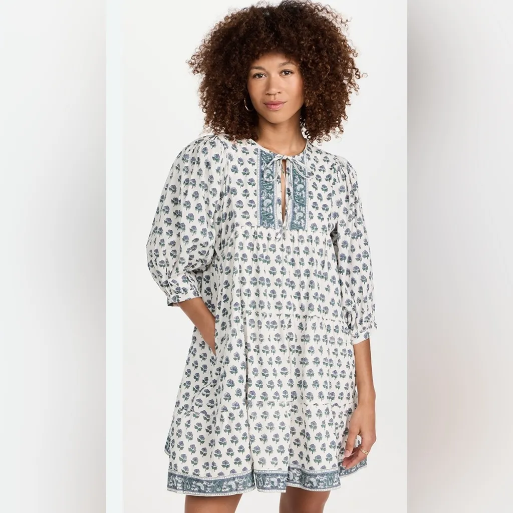 Marea casita dress Elegant Blue and White Patterned Mini Dress size S NWOT - Image 2