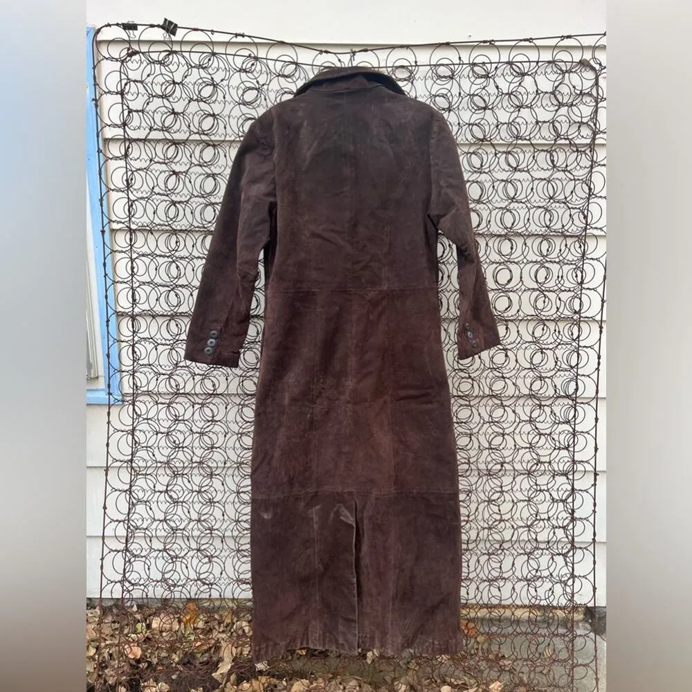 90s Wilsons Leather Maxima Brown Harry Potter Dark Academia Trench Coat LARGE - Image 2