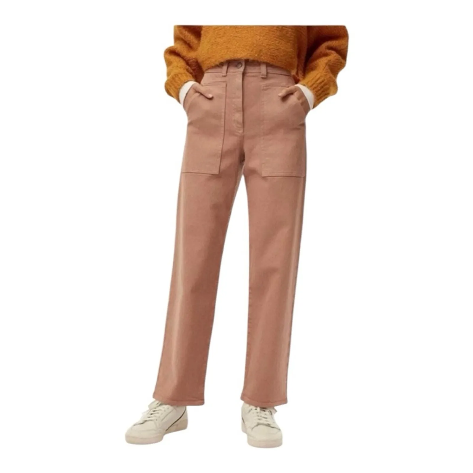 Wilfred Free size 2 xs cream modern utility high rise straight leg jeans denim a - Image 13