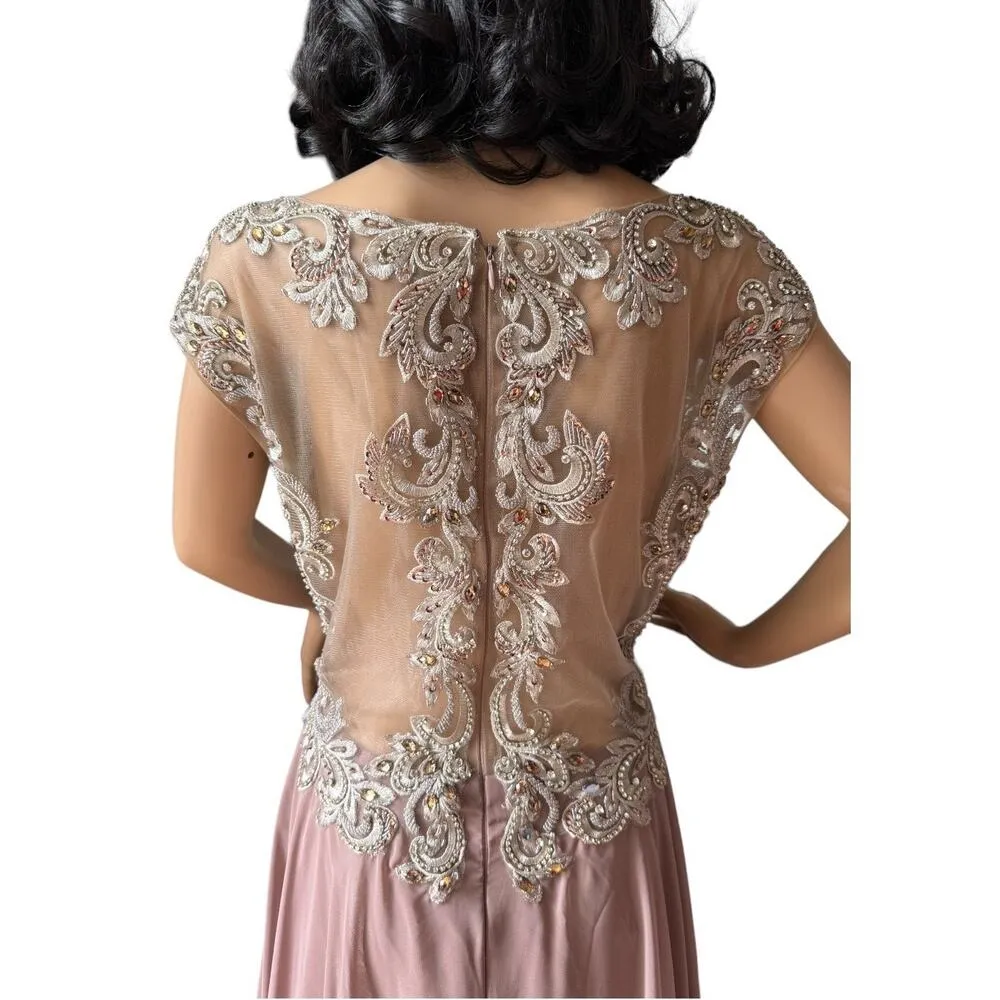 Mother of bride Embellished Illusion Jewel Neck A - Image 3