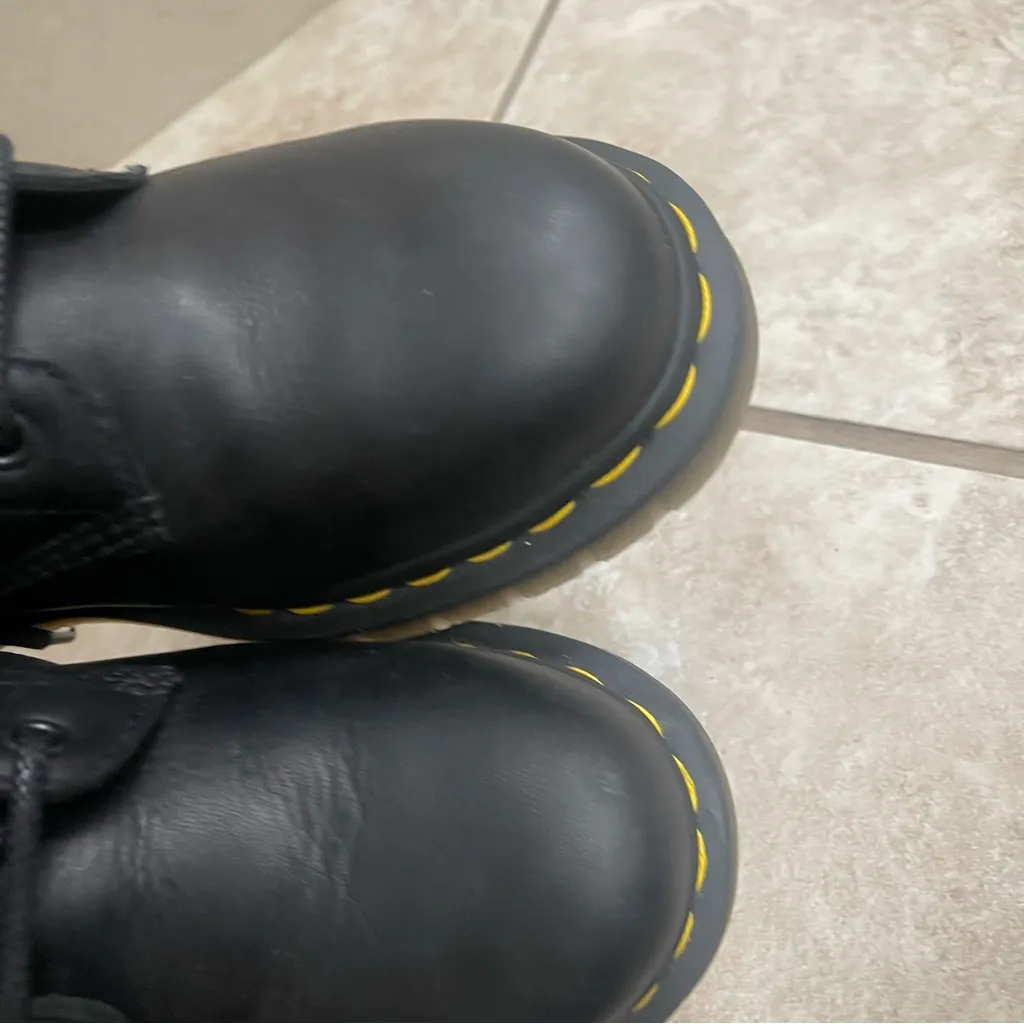 Dr Martens Valor Wp Black Leather Women’s Size 6 ‎ Combat Moto EUC Waterproof - Image 9