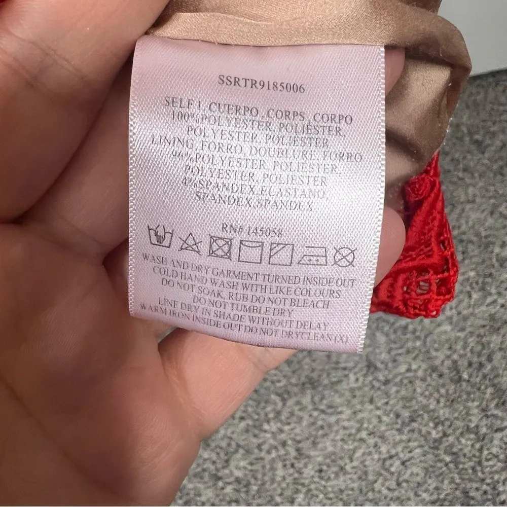 Sz S Stylestalker Stella Midi Off the Shoulder Red Lace Dress $241 MSRP - Image 12