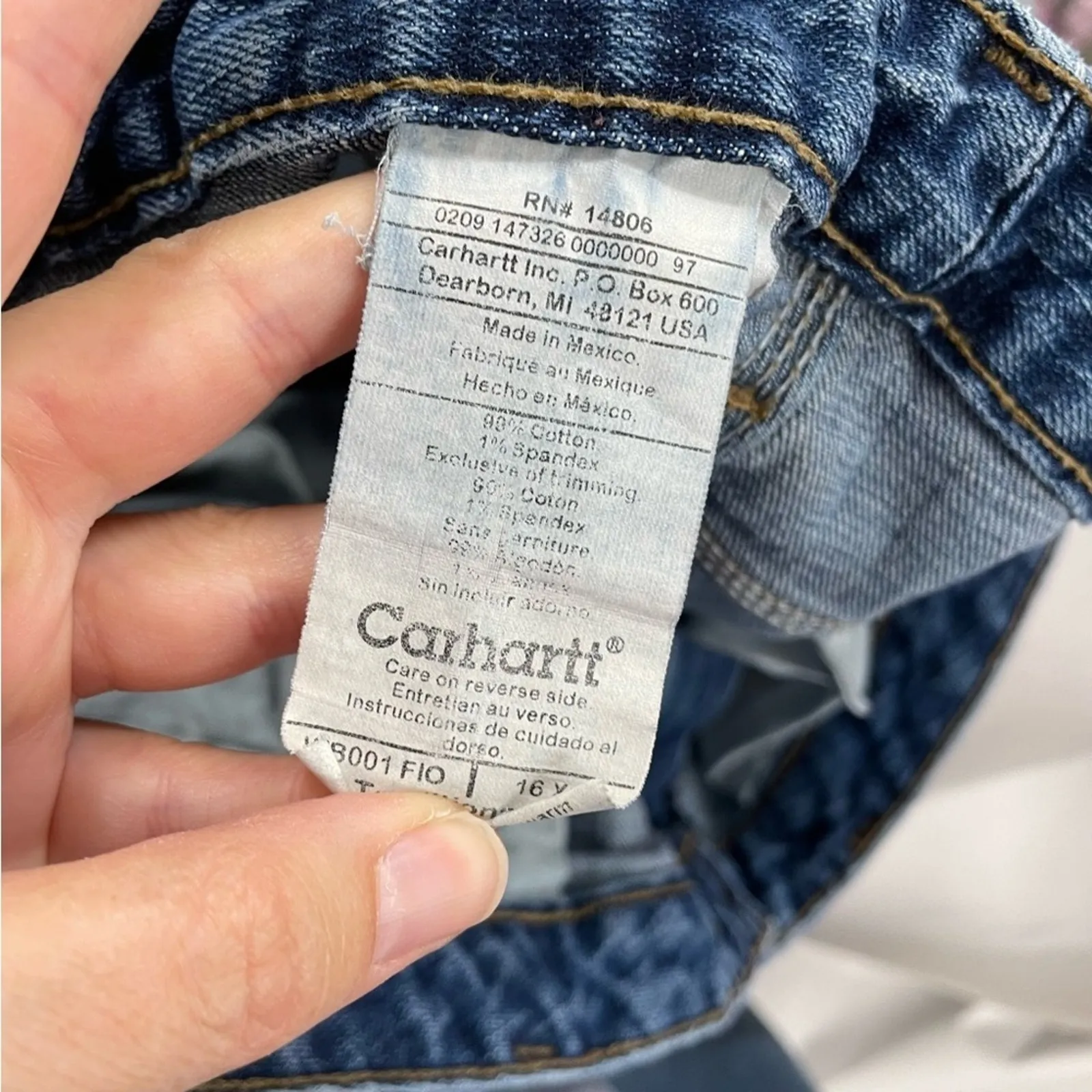 Carhartt Womens Straight Leg Jeans Womens 16 Medium Wash Mid Rise Blue Denim - Image 11